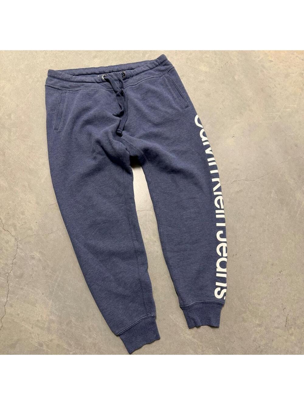 Y2K Calvin Klein Jeans Spellout Navy Sweatpants Women's Small